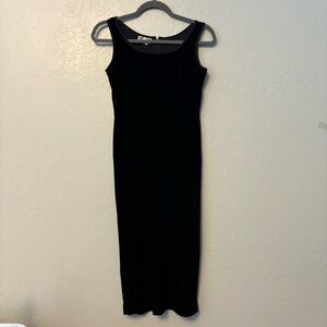 Robbie Bee Petite vintage 90s black velvet sleeveless maxi dress size 2